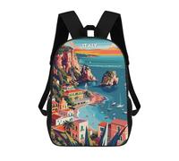 sinyumoney Italys Vibrant Coast Mochila Escolar Para Niños Y Niñas, Mochila Informal De Viaje, Mochila De Gran Capacidad Para El Día A Día 17inch