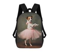 sinyumoney Jack Russell Dog Ballerina Mochilas Impresas En 3D Para Niños 17inch Mochilas De Moda Informales Para El Día A Día, Bolsas De Viaje, Mochilas Informales Para Exteriores Para Niños Y Niñas