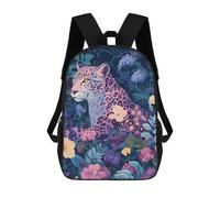 sinyumoney Jaguar in Enchanted Garden Mochila Escolar De 17 Pulgadas Para Adolescentes, Con Estampado 3D, Ajustable Y Con Bolsillos, Ideal Para Niños, Niñas Y Estudiantes.
