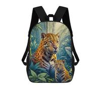 sinyumoney Jaguar with Cub in Forest Mochila Escolar Para Niños De 17 Pulgadas, Mochila Informal De Viaje Para Niños Y Niñas, Mochila De Gran Capacidad Para El Día A Día 17inch