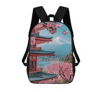 sinyumoney Japan Landscape Mochilas Escolares Para Niños, Bolsa De Escuela Impresa En 3D Para Niños, Estudiantes De Primaria Y Universidad, Japanese Sakura Temple, 17"