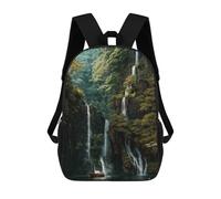 sinyumoney Japan Landscape Mochilas Escolares Para Niños, Bolsa De Escuela Impresa En 3D Para Niños, Estudiantes De Primaria Y Universidad, Waterfall Paradise, 17"