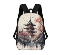sinyumoney Japan Landscape Watercolor Mochila Escolar Para Niñas 17inch Mochila Informal Ligera Para Niños Y Niñas, Ideal Para Estudiantes De Secundaria