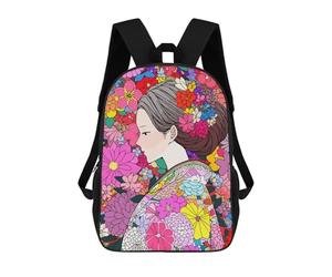 sinyumoney Japan Woman Kimono Flowers Mochila Escolar Grande Resistente Al Agua Para Portátil Para Niñas, Niños Y Adolescentes 17inch