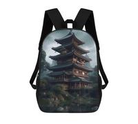 sinyumoney Japanese Architecture 2 Mochila Escolar Para La Escuela Secundaria, Preparatoria, Universidad, Viajes Para Adolescentes, Niñas, Niños, Mujeres Y Hombres 17inch
