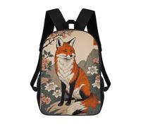 sinyumoney Japanese Art Kitsune Mochilas Infantiles Impresas En 3D, Mochilas De Moda Informales, Mochilas De Viaje Bonitas, Mochilas Informales Para Exteriores Para Niños Y Niñas 17inch