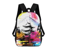 sinyumoney Japanese Asian Mount Fuji & Pagoda Mochila Escolar Impresa En 3D Para Niños Mochilas De Viaje De Alta Capacidad Bolsas Para Libros Mochila Escolar Para Niños Mochila 17inch