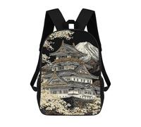 sinyumoney Japanese Castle with Mount Fuji Mochila Escolar Infantil Impresa En 3D Para Niños, Mochilas De Viaje, Bolsas Para Libros, Mochila Escolar Infantil 17inch
