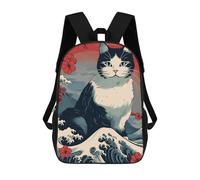 sinyumoney Japanese Cat 3 Mochila Escolar Resistente Al Agua, Mochila De Negocios Para Hombres, Mujeres Y Adolescentes 17inch