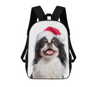 sinyumoney Japanese Chin Dog with Santa Hat Mochilas Escolares Resistentes Al Agua Mochila Escolar De Negocios - Perfecta Para Viajes, Trabajo Y Uso Diario 17inch