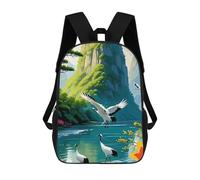 sinyumoney Japanese Cranes in Mountain Landscape Mochila Infantil De Moda Divertida Mochila Escolar Para Niños Y Adolescentes Con Impresión 3D Para Niños 17inch