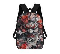 sinyumoney Japanese Demon Mask Art Mochilas Impresas En 3D Para Niños 17inch Mochilas De Moda Informales Para El Día A Día, Bolsas De Viaje, Mochilas Informales Para Exteriores Para Niños Y Niñas