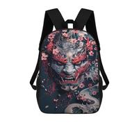 sinyumoney Japanese Demon Mask Art Print-2 Mochila Mochila Informal Para El Día A Día, Para La Escuela, El Trabajo Y Los Viajes Para Hombres, Mujeres Y Adolescentes 17inch