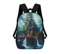 sinyumoney Japanese Fantasy Village Mochilas De Moda Impresas En 3D 17inch Mochila Escolar Informal Para Niños De Primaria Y Secundaria