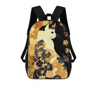 sinyumoney Japanese Floral Cat Art Print Mochila Escolar Grande Resistente Al Agua Para Portátil Para La Escuela/trabajo/viajes 17inch
