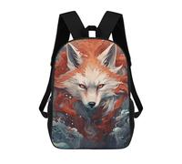 sinyumoney Japanese Fox Art Red Fire Mochila Escolar Mochila De Papelería De Moda Mochila Impermeable Mochilas Informales Para El Día A Día - Perfecta Para Viajes, Trabajo Y Uso Diario 17inch
