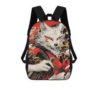 sinyumoney Japanese Fox Warrior Art Print Mochila Escolar Infantil Impresa En 3D Para Niños, Mochila De Viaje De Alta Capacidad, Mochilas Para Libros De 17 Pulgadas Para Niños