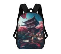 sinyumoney Japanese Garden Building Mochila Escolar Para Niños Y Niñas, Mochila Informal De Viaje, Mochila De Gran Capacidad Para El Día A Día 17inch