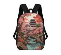 sinyumoney Japanese Garden Pagoda Mochila De Peluche Con Dibujos Animados, Mochila 3D Para Niños, Bolsa Escolar, Idea De Regalo De Cumpleaños Para Niños Y Niñas 17inch