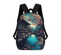 sinyumoney Japanese Garden Pond Scene Mochilas Infantiles Impresas En 3D Para Niños. Mochilas De Viaje De Moda Para Niños. Mochila Escolar Para Estudiantes De Primaria Y Secundaria.