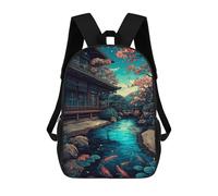 sinyumoney Japanese Garden with Koi Fish Pond Mochila Escolar Infantil Impresa En 3D 17inch Mochilas De Moda Para Niños De Primaria Y Secundaria