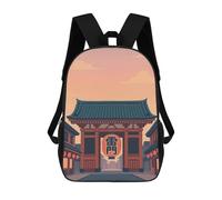 sinyumoney Japanese Gate with Lantern Illustration Mochilas Para Niños Mochila Escolar Mochila Escolar Impresa En 3D Para Niños Estudiantes De Primaria Y Secundaria 17inch