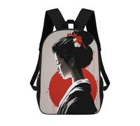 sinyumoney Japanese Girl Geisha Mochilas Impresas En 3D 17inch Mochila Escolar Infantil Para Exteriores, Mochila Informal De Día, Bolsas De Viaje Informales Para Estudiantes De Secundaria