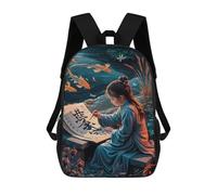 sinyumoney Japanese Girl Lettering Mochila Escolar Infantil Impresa En 3D Para Niños, Mochilas De Viaje, Bolsas Para Libros Para Niños Estudiantes De Primaria 17inch