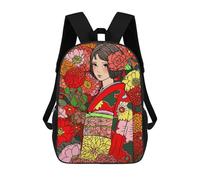 sinyumoney Japanese Kimono Girl Art Mochilas Impresas En 3D Para Niños, Mochila Escolar, Mochila De Moda Para Niños De Primaria Y Secundaria 17inch