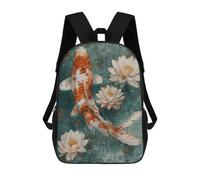 sinyumoney Japanese Koi Aquatic Grace Mochila Escolar Para Niños De 17 Pulgadas, Mochila Informal De Viaje Para Niños Y Niñas, Mochila De Gran Capacidad Para El Día A Día 17inch