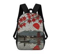 sinyumoney Japanese Landscape Stained Glass Art Mochilas Para Niños Mochilas Escolares Mochila Escolar Para Niños Impresa En 3D Mochilas De Viaje De Moda Para Niños De Primaria Y Secundaria 17inch