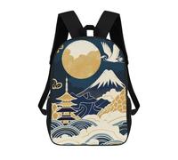 sinyumoney Japanese Landscape with Crane And Pagoda Mochilas Infantiles Mochila Escolar Mochila Impresa En 3D Para Niños Mochilas De Viaje Bolsas Para Libros Mochila Escolar Para Niños 17inch