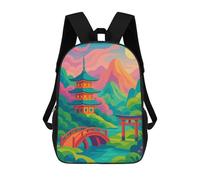sinyumoney Japanese Landscape with Pagoda And Torii Mochila Escolar Mochilas Escolares Para Niñas Y Niños Mochila Con Bolsillo Mochila Escolar De Moda Mochila Infantil 17inch