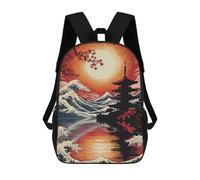 sinyumoney Japanese Landscape with Pagoda And Waves Mochila Escolar Infantil Impresa En 3D Para Niños, Mochila De Viaje De Alta Capacidad, Bolsas Para Libros, Mochila Escolar Infantil 17inch