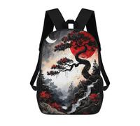 sinyumoney Japanese Landscape with Red Sun And Moon Mochila Infantil Para Niñas, Mochila Escolar 3D, Mochila Para Niños Pequeños, Mochila Informal De Día, Mochila Escolar De Moda 17inch