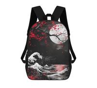 sinyumoney Japanese Moon Red Mochilas Para Niños Mochila Escolar Mochila Escolar Impresa En 3D Para Niños Estudiantes De Primaria Y Secundaria 17inch