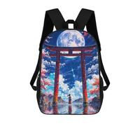 sinyumoney Japanese Moonlit Torii Landscape Mochilas Impresas En 3D Para Niños, Mochila Escolar, Mochila De Moda Para Niños De Primaria Y Secundaria 17inch