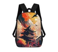 sinyumoney Japanese Pagoda in Flames Mochilas Escolares Impresas En 3D, Mochila Escolar Informal Para Niños, Mochila Escolar De Moda Para Estudiantes De Secundaria 17inch