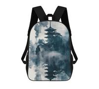 sinyumoney Japanese Pagoda in Mist Mochila Escolar Infantil Impresa En 3D 17inch Mochilas Escolares Para Niños, Estilo Casual Y Moderno, Mochilas De Viaje De Alta Capacidad