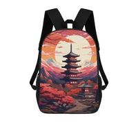 sinyumoney Japanese Pagoda Sunset Landscape-4 17inch Mochilas Escolares Impresas En 3D, Mochilas Escolares De Moda Para Niños De Primaria Y Secundaria