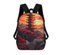 sinyumoney Japanese Pagoda Sunset Landscape-7 Mochila Escolar Impresa En 3D 17inch Mochila Escolar Infantil Mochilas De Viaje Mochila Informal De Moda Para Niños Y Estudiantes