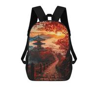 sinyumoney Japanese Pagoda Sunset Mochila Escolar Infantil Con Impresión 3D, Mochila Escolar Informal Para Niños De Primaria Y Secundaria 17inch