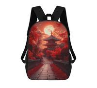 sinyumoney Japanese Pagoda Sunset Mochila Escolar Infantil Impresa En 3D, Mochila Informal De Moda Para Niños, Mochila De Viaje De Alta Capacidad Para Libros Para Niños 17inch