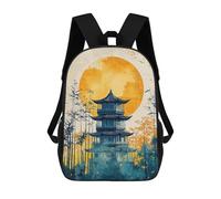 sinyumoney Japanese Pagoda Sunset Mochila Escolar Para Niños Mochila Escolar Impresa En 3D Mochila Escolar De Moda Para Niños De Primaria Y Secundaria 17inch