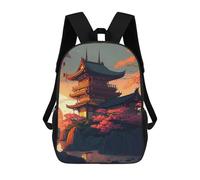 sinyumoney Japanese Pagoda Sunset Mochilas Para Niños Y Estudiantes, Mochilas Escolares Impresas En 3D, Mochilas Para Estudiantes De Primaria Y Secundaria Para Niños Y Niñas 17inch