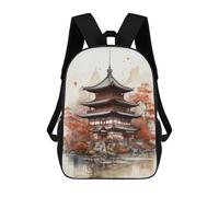 sinyumoney Japanese Pagoda Watercolor Mochila Escolar, Mochila Informal, Mochila De Día, Mochila Escolar, De Trabajo, De Viaje Para Niñas, Adolescentes 17inch