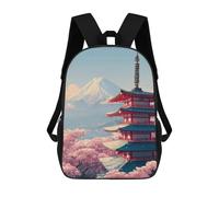 sinyumoney Japanese Pagoda with Cherry Blossoms Mochila Escolar Secundaria Informal Para Viajes, Mochilas Para La Escuela Secundaria, Para Acampar, Aventuras Al Aire Libre Y Viajes Diarios 17inch