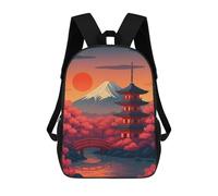 sinyumoney Japanese Pagoda with Mount Fuji Mochila, Mochila Infantil, Mochila Escolar Para Estudiantes, Mochila Para Libros, Mochila Escolar Impresa En 3D Para Niños Y Niñas 17inch