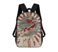 sinyumoney Japanese Rising Sun Koi Mochila Escolar Para Niños, Mochila Escolar Impresa En 3D Para Estudiantes De Primaria Y Secundaria 17inch