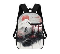 sinyumoney Japanese Scenery Ink Wash Mochila Infantil Escolar Para Niños Con Estampado 3D De Dibujos Animados, Mochila Escolar Para Estudiantes, Mochila Para Portátil Para Niños Y Niñas 17inch